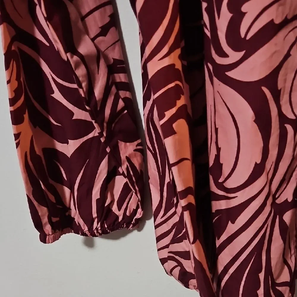 Terra & Sky Pink and Burgundy Blouse 14W